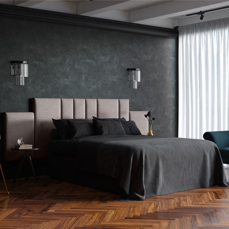 Panelist Modern Padded Headboard - Set of Wall Mounted Panels, Havana Brown Microvelvet, Queen (22.5"H x 30"W, Set of 2)