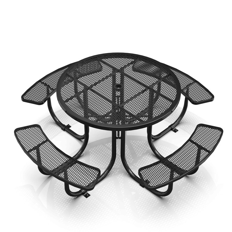 Table de pique-nique ronde de 46 pouces avec trou pour parasol