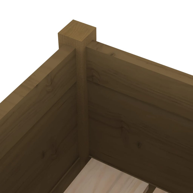 Wood Pot Planter, 27.6" H x 27.6" W x 12.2" D, Honey Brown