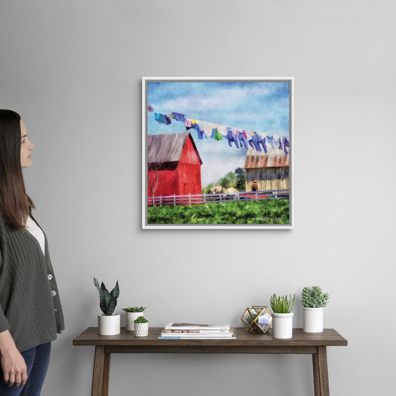 « Corde à linge » par Bluebird Barn-impression sur toile, H 26 po x l 26 po x P 1,75 po, Toile blanche encadrée