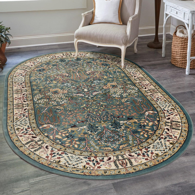Tapis bleu Jackson Jackson, Ovale 4 pi 1 po x 6 pi 1 po, Blue