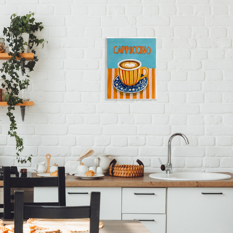 Plaque murale cappuccino à rayures bleues et orange, design par Yen