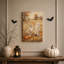 «Fluffy Cat and Ghost In Autumn Pumpkin Field», art mural sur toile-288808443