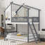 Lit superposé simple au-dessus de simple Alitta avec toit en bois, fenêtre et échelle-145791629