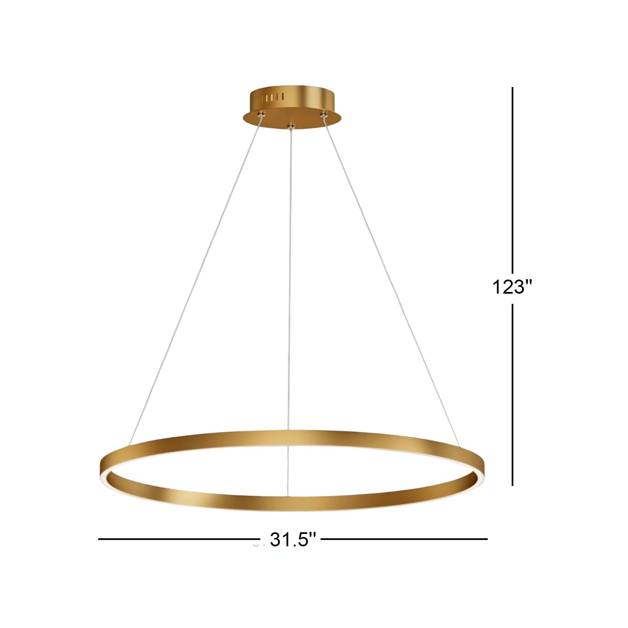 Mills Single Light Dimmable LED Pendant, Gold, 1.25" H x 31.5" W x 31.5" D