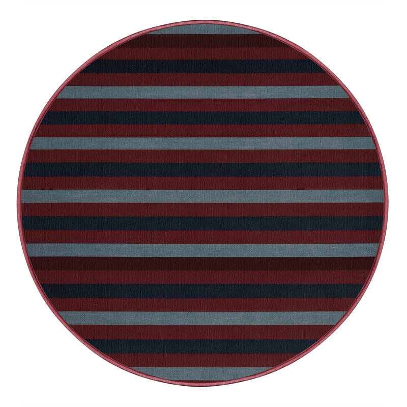 Tapis rouge à rayures horizontales lavable à la machine, Rond 6 pi