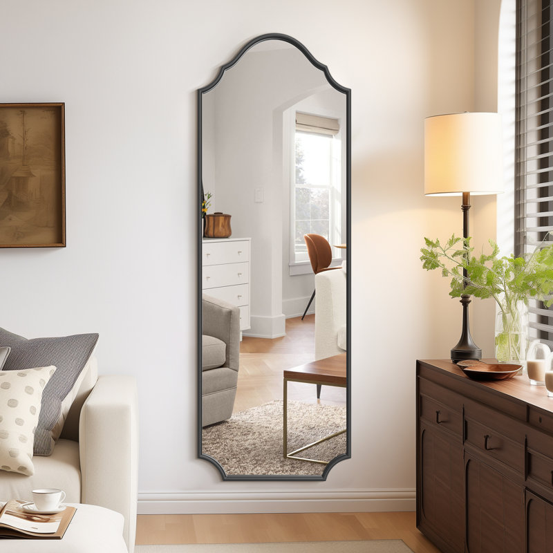 Metal Rectangle Mirror, 65" x 22", Black
