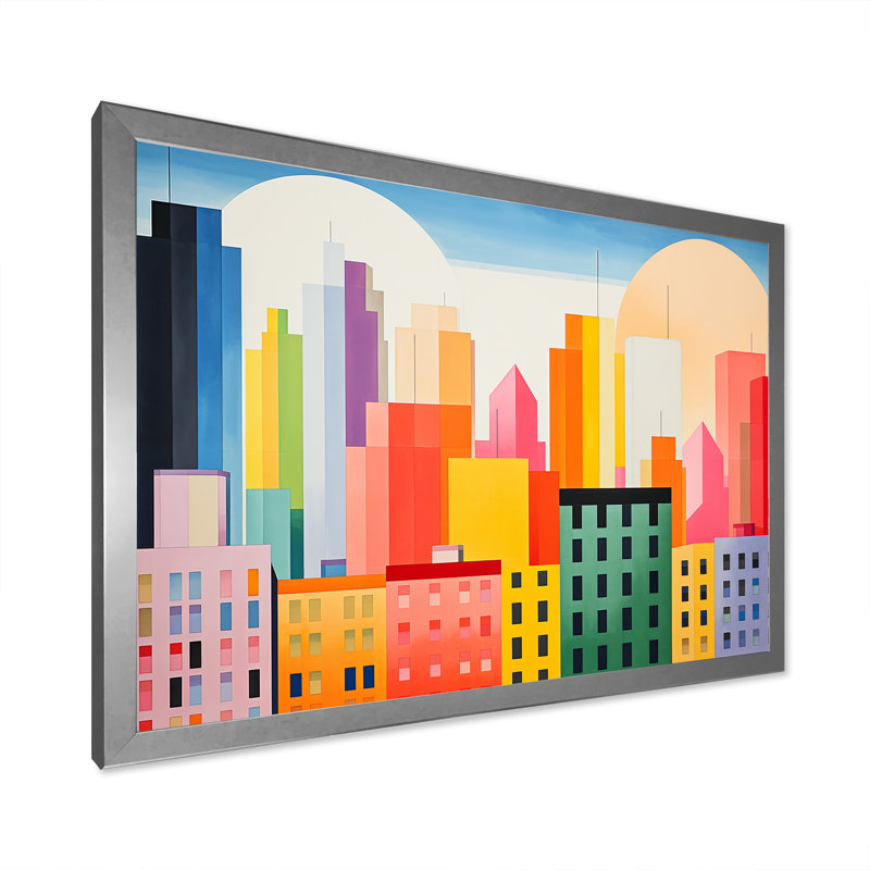 Minimal New York Cubism I, Cadre simple argenté, H 16 po x l 32 po x P 1 po