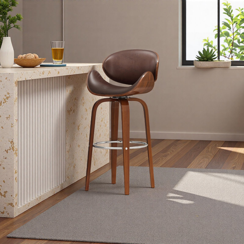 Tabouret de bar pivotant Mid-Century, Brun