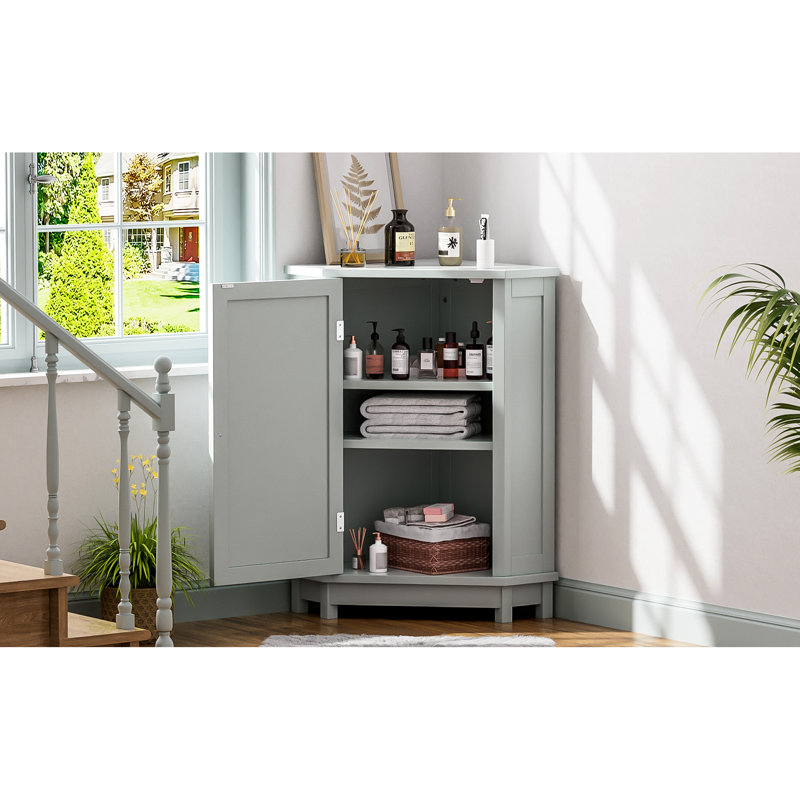 Armoire de salle de bain grise - Tablette de coin triangulaire réglable pour un arrangement soigné