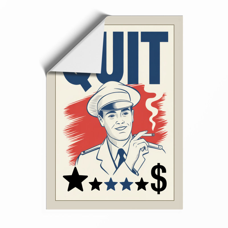 Quit Campaign Retro - Framed Print, Unframed, A3 - 42.0 x 29.7 cm