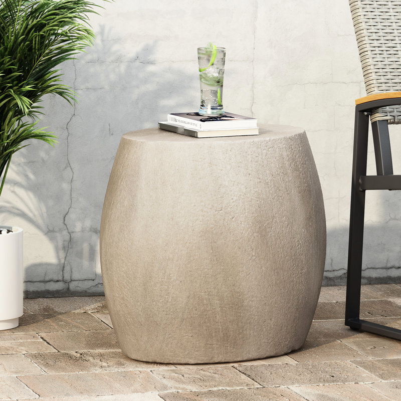 Table d'appoint d'extérieur en béton léger - forme ovale minimaliste pour patio, gris, l 24,48 po x P 17,72 po, H 20,45 po, sans assemblage Design contemporain convexe prêt à se transformer