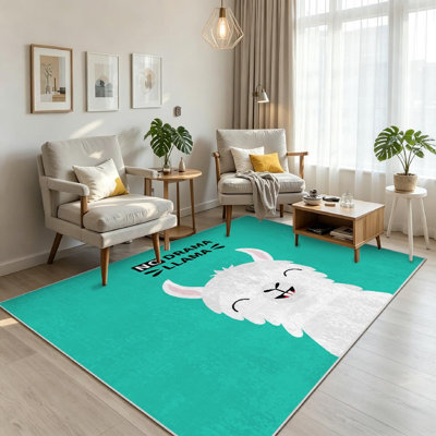 Joli tapis d'intérieur vert lavande lavable à la machine en alpaga