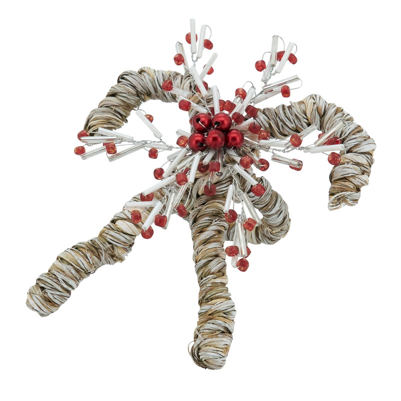 Holiday Sparkle Red and White Candy Cane Napkin Rings Set