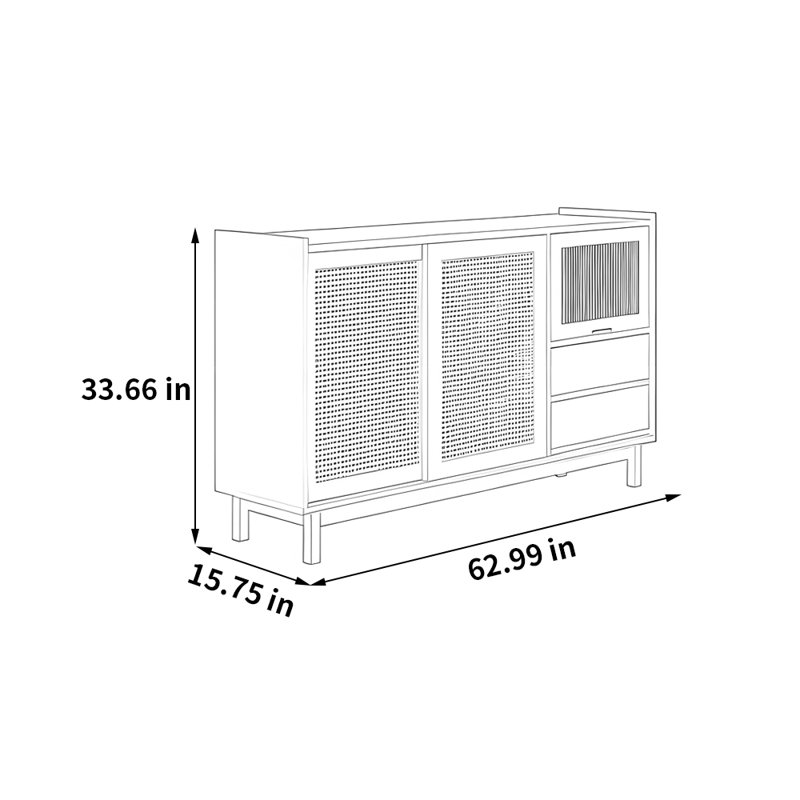 Modern minimalist sideboard with storage function, 33.66" H x 62.99" W x 15.75" D