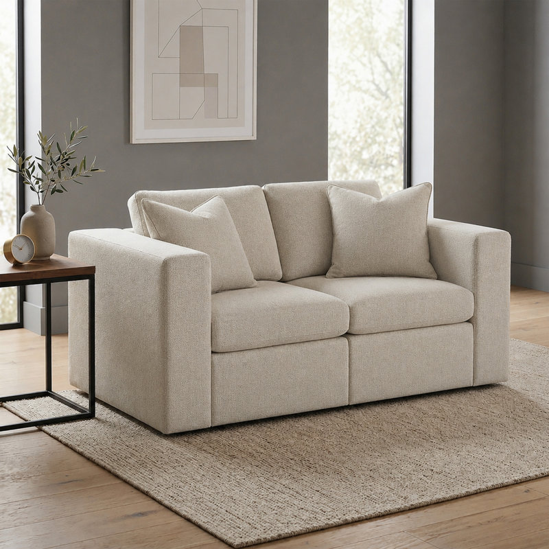 Lockheart 64 inch 2-Seat Modular Loveseat Beige Square Arm, Beige