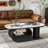 47.24" Modern Marble Pattern Coffee Table, Luxury Oval Center Table with Storage Drawer and Shelf