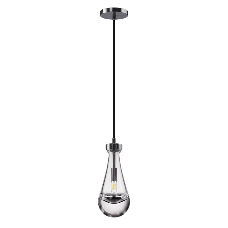 Antonetta Raindrop Shape Thick Glass Modern Pendant, Nickel