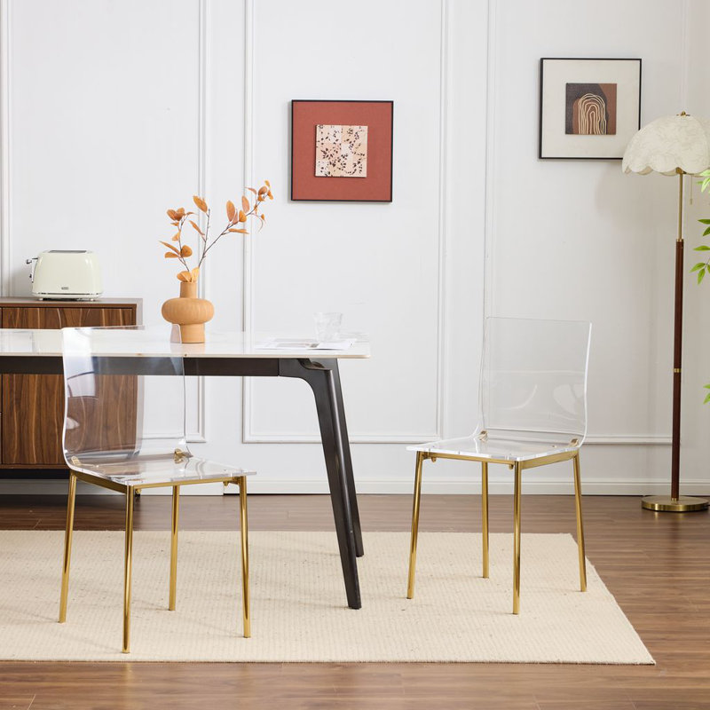 Chaise de salle à manger en acrylique doré (ensemble de 2)