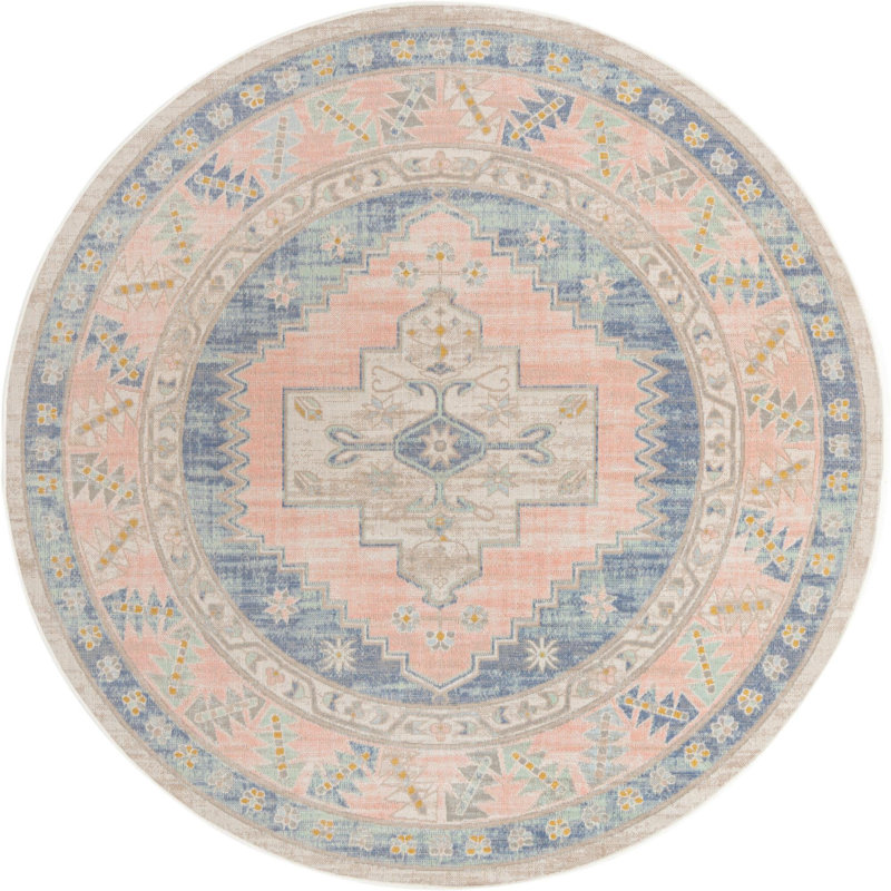 Shauntrelle Oriental Indoor Rug, Round 7'