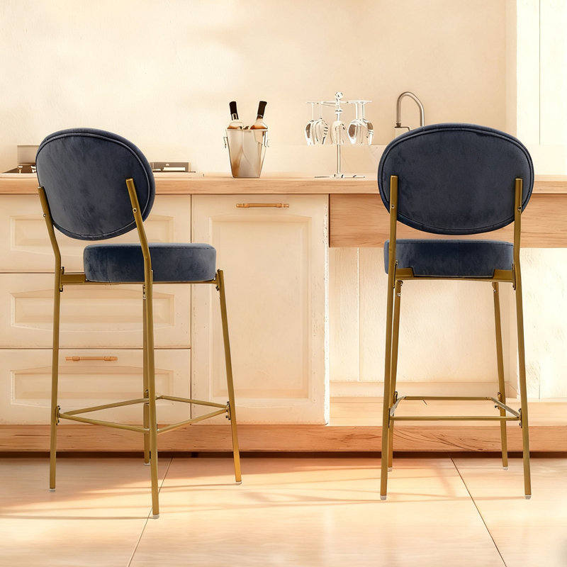 Tabouret de bar rembourré en velours avec tabouret de bar et dossier