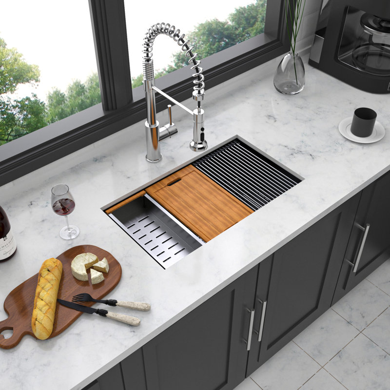 Gunmetal Black, Workstation Kitchen Sink, 16 Gauge T304 Nano, Condensation - Smooth Surface For Easy Cleaning