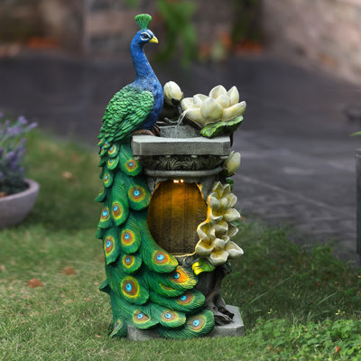 Hand Crafted Weather Resistant Floor Fountain with Light