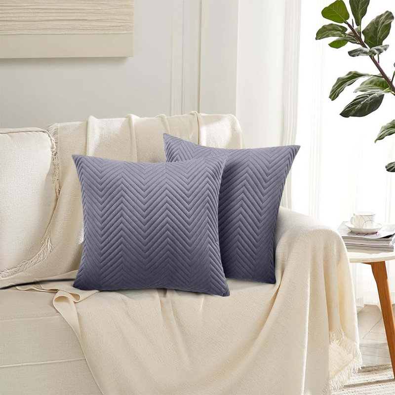 Chevron Square Cushion, Grey