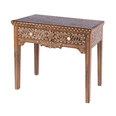 Rashmi 36 in. W Rectangular Bone Inlay 2 Drawer Console Table