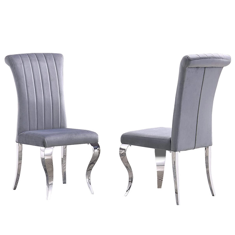 Chaise en velours Franciska, gris, Argent