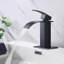 Robinet de salle de bain noir mat à cascade, poignée simple, robinet de construction en acier inoxydable avec