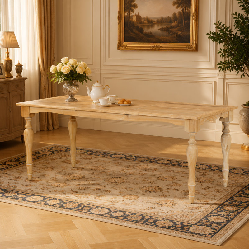 Table de salle à manger extensible rétro Vintage 82,7 pouces avec feuille amovible de 23,6 pouces, naturel