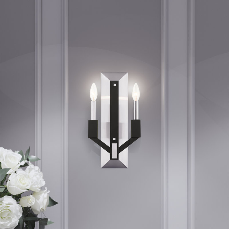 Janine Candle Wall Light, Black/White