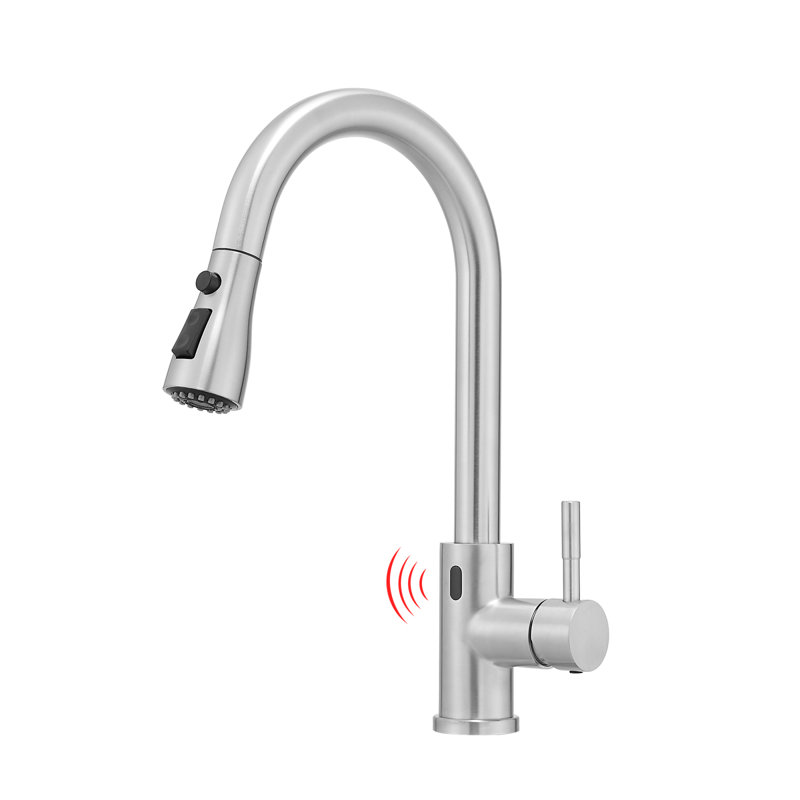 Robinet mains libres en acier inoxydable à activation intelligente, finition en nickel brossé élégant pour les cuisines modernes