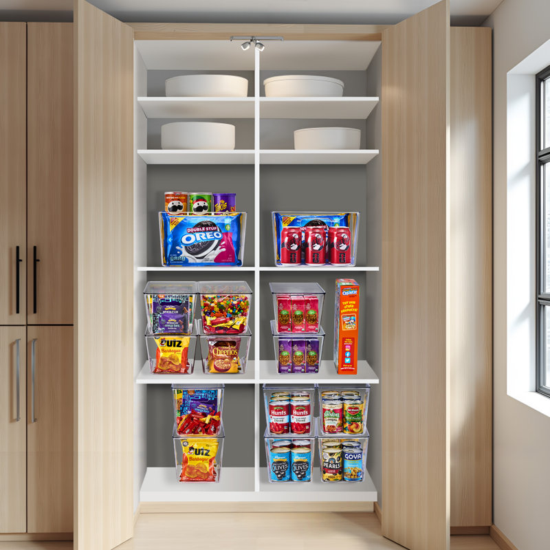 Paquet de 8 contenants de rangement empilables transparents avec couvercles pour la cuisine, le garde-manger et l'armoire Sorbus (grand, très grand)