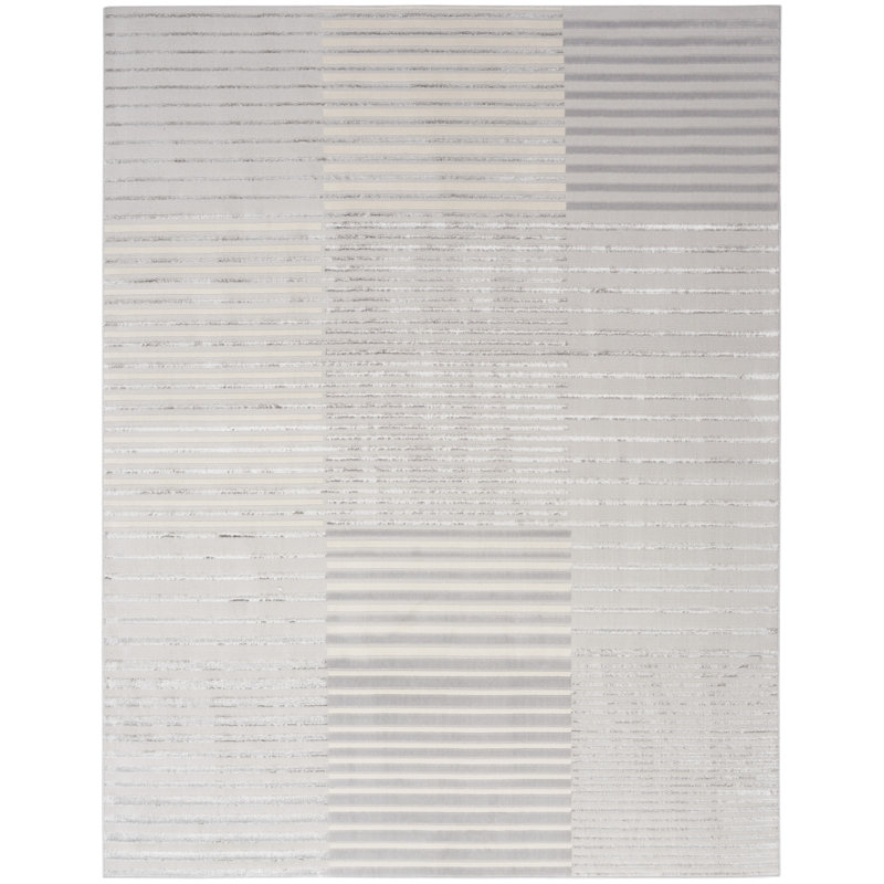 Abstract Machine Woven Polypropylene/Polyester Area Rug in Gray, Rectangle 7'10" x 9'10"