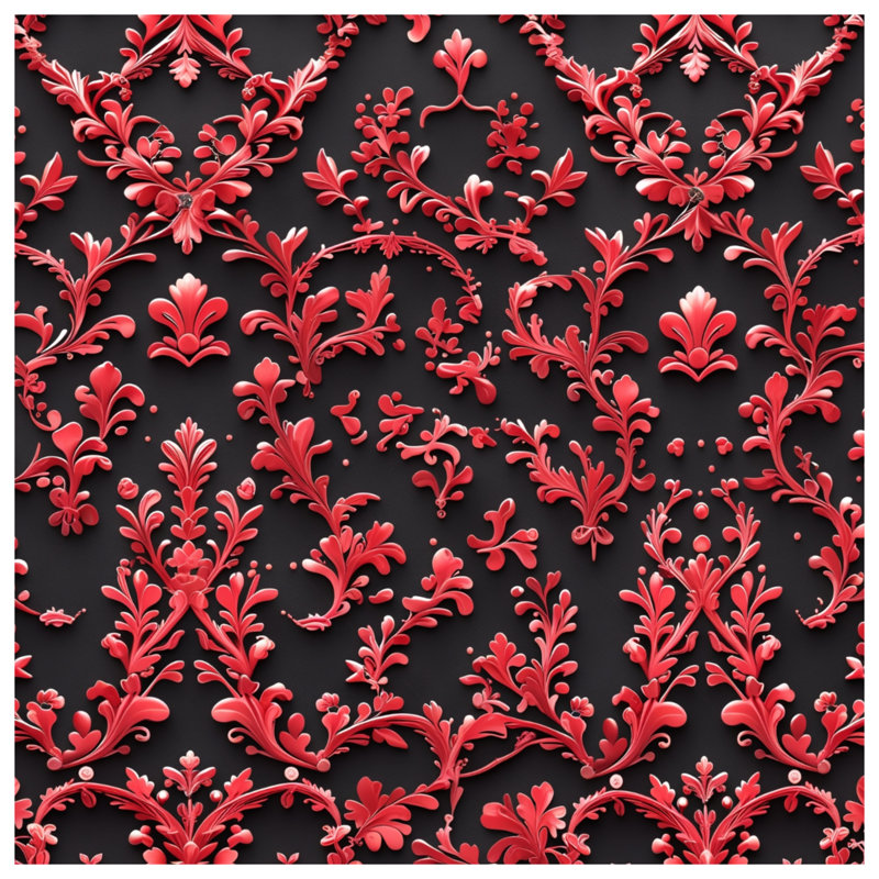 Rideaux de douche rouge à motif damassé floral extra long, 70in W x 72in H