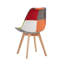 42.5cm H Patchwork Fabric Dining Chair, Retro Style Upholstered Side Chair with Solid Wood Legs-557882046-634238873