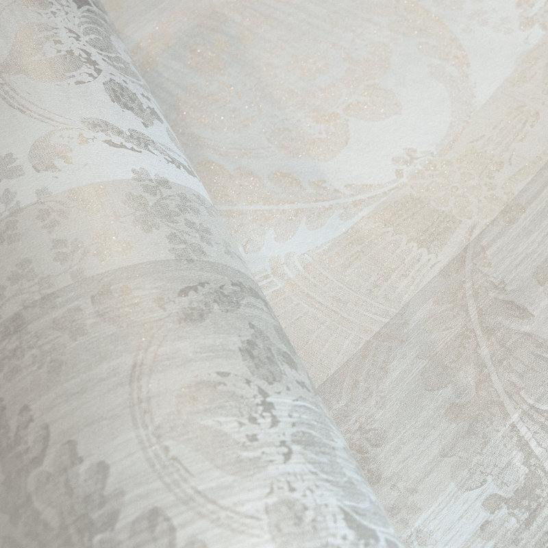 Adonea Nerites Smooth Metallic 33' L x 21" W Wallpaper Roll, Antique White