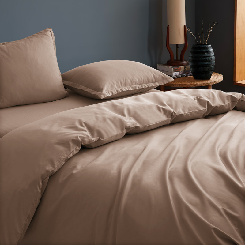 Ensemble de housse de couette 400T, Housse de couette pour très grand lit et 2 très, Beige