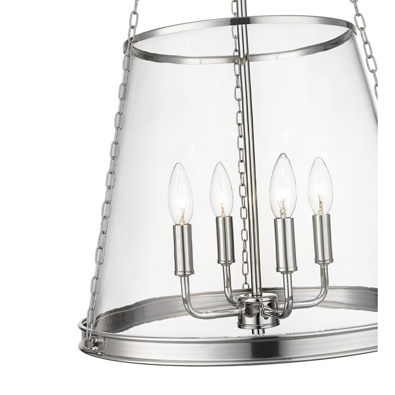 Luminaire suspendu 4 lumières Malvern, Nickel poli