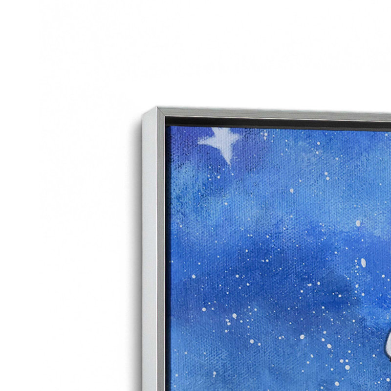 Nuit des lapins aux étoiles, H 8 po x l 12 po, Toile avec cadre, Chrome poli