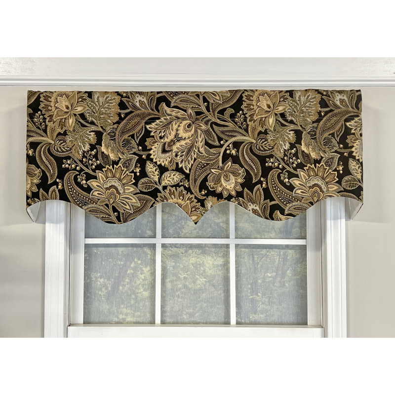Cotton Paisley Pointed Window Valance, Black Bird