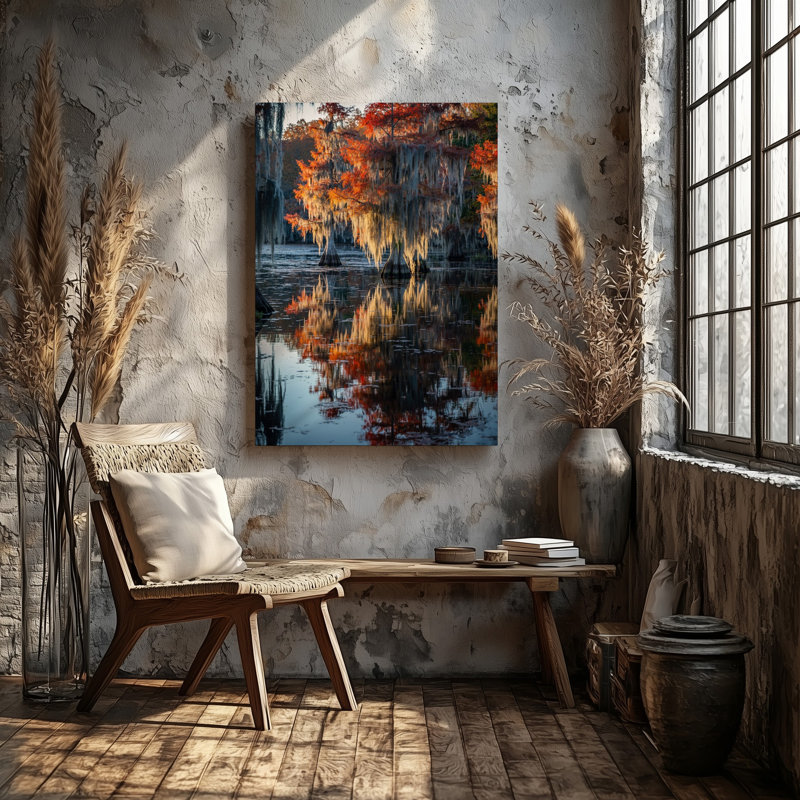 Reproduction d'art sur toile, "Une scène de marais tranquille au crépuscule", H 40 po x l 30 po