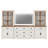 Laziza Mid-Century TV Console - Smooth Curved 9-Drawer Center With Vintage Barn Door Bookcases & 5 Display Shelves For 60" Tvs-2118680426