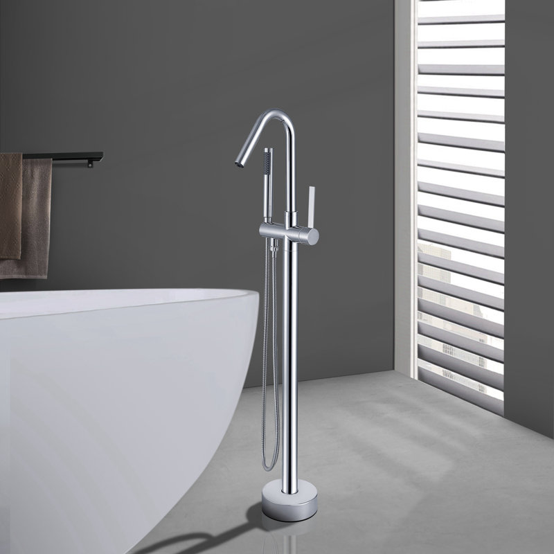 High Arch Single-Handle Freestanding Tub Faucet Bathtub Filter With Handheld Shower In Venetian, Chrome