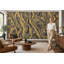 Gold Wood Grain Wallpaper Charcoal Veined Wall Mural-875915067-875915071