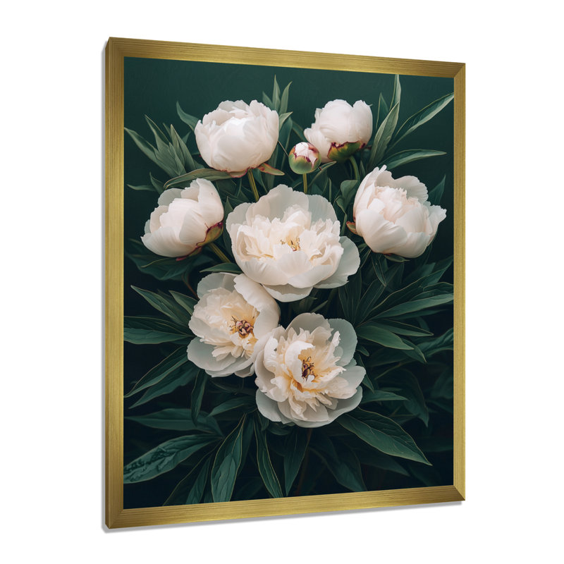 Beese - Floral Canvas Wall Art, H 32 po x l 24 po, Reproduction encadrée sans passe-partout, Doré