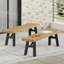 Banc d'extérieur avec panneau à lattes et cadre en bois d'acacia (ensemble de 2), naturel et gris