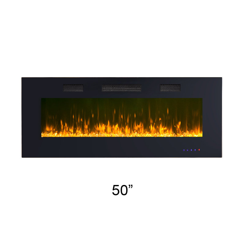 Black Electric Fireplace, 20" H x 50" W x 4.02 D